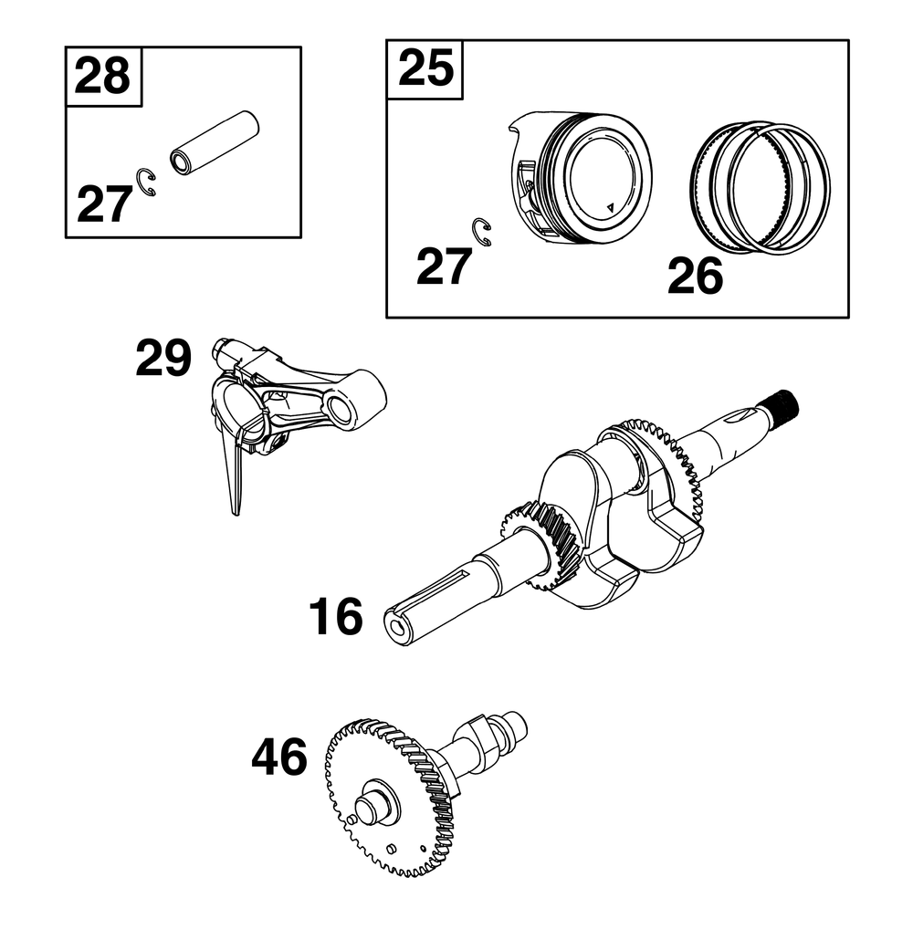Crankshaft Group Diagram and Parts List for 106232-0058-H5 100000 - 19Z999 Briggs and Stratton Engine
